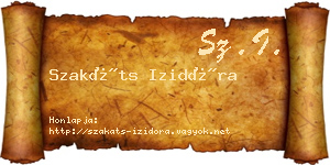 Szakáts Izidóra névjegykártya